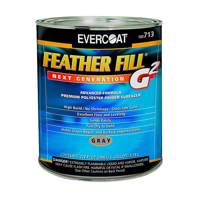 Evercoat Feather Fill G2 Premium Polyester Primer Surfacer for Fiberglass, SMC & More - 128 Fl Oz - Gray