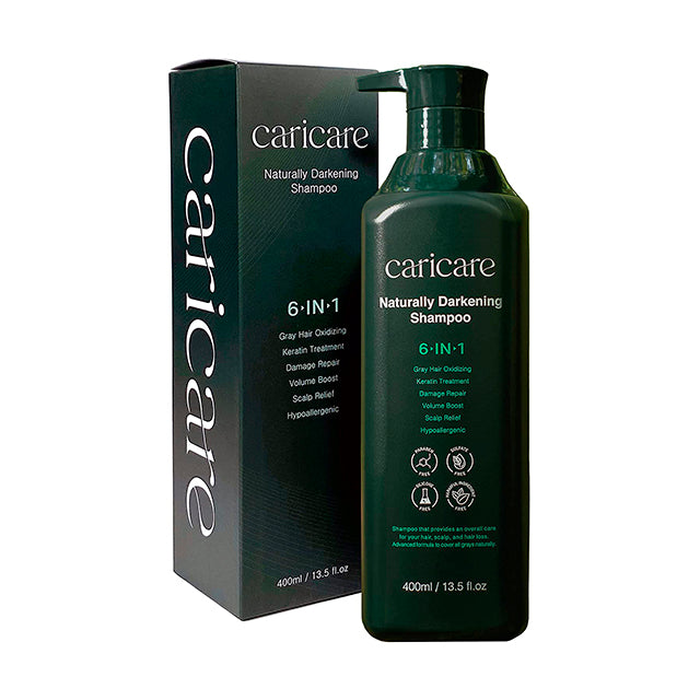 CARICARE Naturally Gray Reduce Shampoo, Darkening Gray Hair, Keratin Treatment, Damage Repair, Volume Boost, Scalp Relief, Hypoallergenic, Made in Korea, 13.5 Fl Oz- Pack of 1