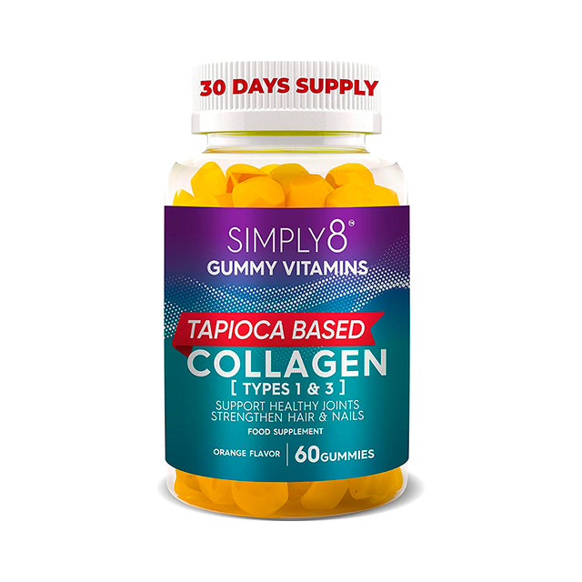 Simply8 Hydrolysed Collagen Peptides Gummies - Marine Collagen Types 1 & 3 – 1 Mo.Supply - Collagen Gummies for Women Anti Aging, Hair Growth, Skin Care & Strong Nails – Kosher, Halal Gummies
