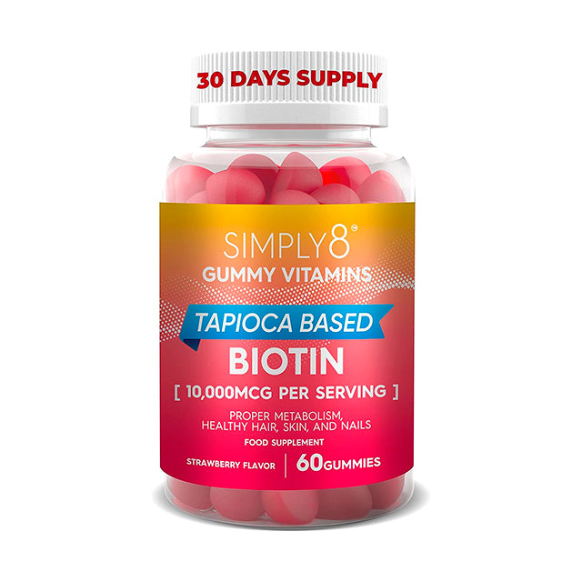 Simply8 Biotin Gummies 10000 MCG - Biotin Gummies for Hair Growth, Glowing Skin and Healthy Nails - Kosher, Halal Hair Gummies