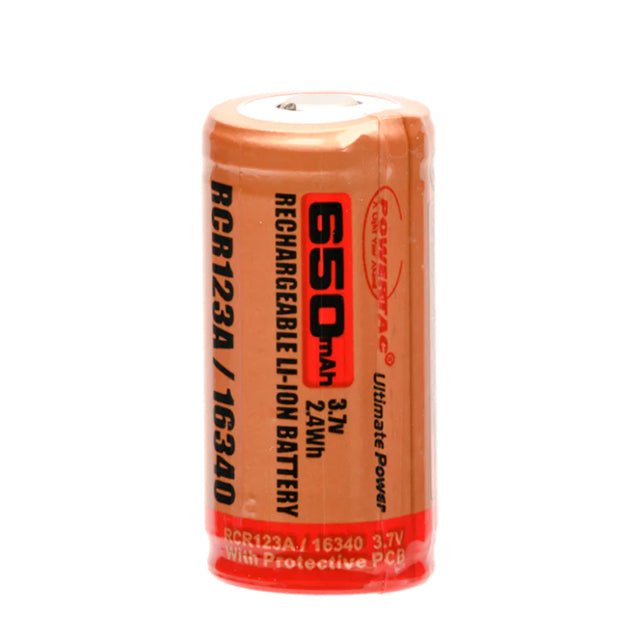 PowerTac RCR123A (Rechargeable) 700mAh 3.7V Lithium-ion Battery