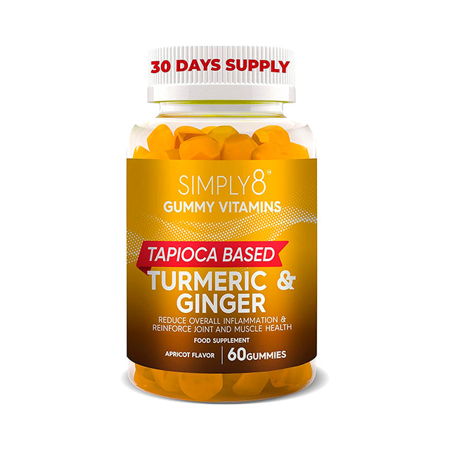 Simply8 Turmeric Ginger Gummies with Curcumin - Support Joint, Antioxidant and Immune - 1 Mo. Supply – for Workout, Hiking, Cycling Supplement, Kosher,Halal, Tapioca Based Gelatin Free Gummies