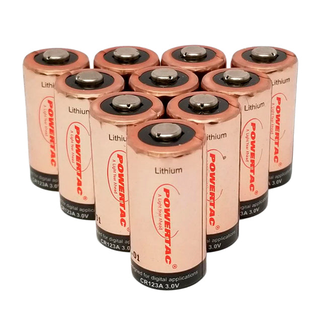PowerTac CR123A Non-Rechargeable Battery (10-Pack) for Flashlights, Cameras, Optics