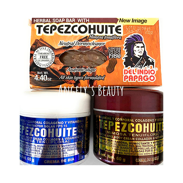 Set of 2 Tepezcohuite Creams and 1 Bar soap El Indio Papago by Unknown