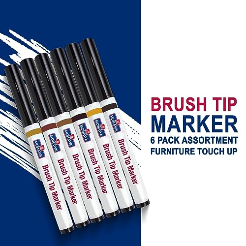 Mohawk Wood Stain Brush Tip Markers Furniture Touch Up Kit, Assorted Colors M265-1204, 6 Pack
