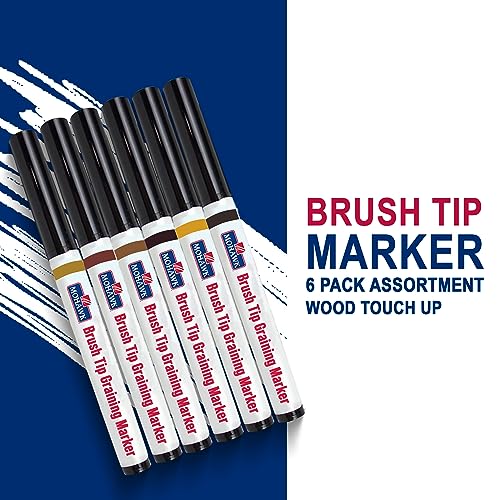 Mohawk Wood Stain Brush Tip Markers Furniture Touch Up Kit, Assorted Colors M265-2201, 6 Pack