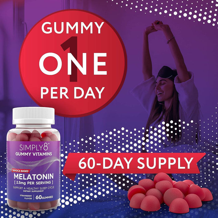 Simply8 Melatonin Gummies 5 MG + Magnesium for Adults and Kids, 2 Mo.Supply, Supports Sleep and Immune Health, Tapioca Based, Gelatin Free Chewable Supplement, Vegan,Kosher, Halal Gummies