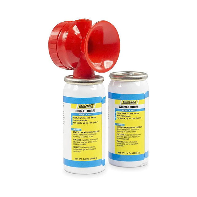 Seachoice Mini Signal Horn Kit, Air Horn for Boats Up to 65 Ft, Two 1.4 oz. Canisters and Trumpet