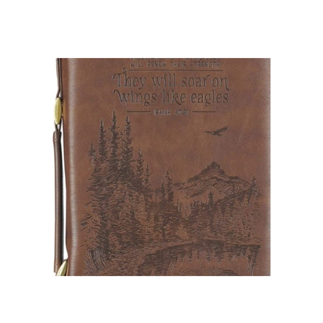 Christian Art Gifts Men's Classic Bible Cover On Wings Like Eagles Mountain