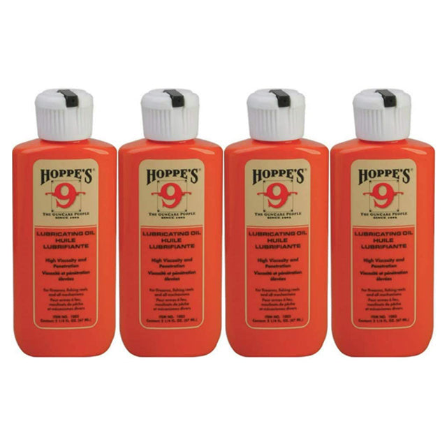 HOPPE'S No. 9 Lubricating Oil, 2-1/4 ounces Bottle (4-Pack)