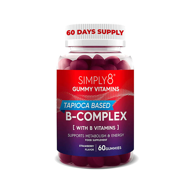 Simply8 B Complex Gummies - Potent Vitamin B3, B6, B12, Biotin - 60 Days Supply - Folic Acid & Blend Containing Folate and Biotin - Energy Boost,Eye Care and Brain Focus Aid - Kosher, Halal