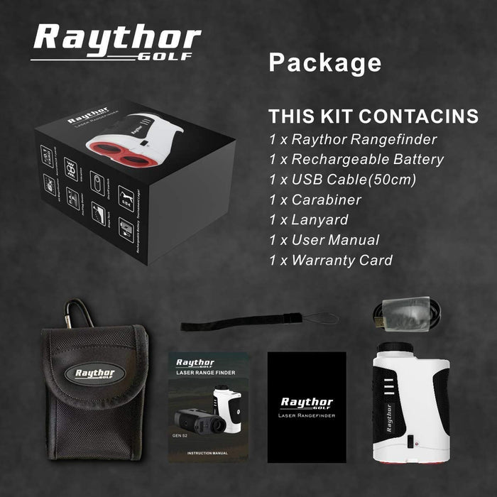 Raythor Pro GEN S2 Tournament Legal Golf Rangefinder for Professional Golfers, Laser Range Finder with Slope & Non Slope Physical Switch, Flag-Lock with Pulse Vibration, Continuous Scan, Rechargeable