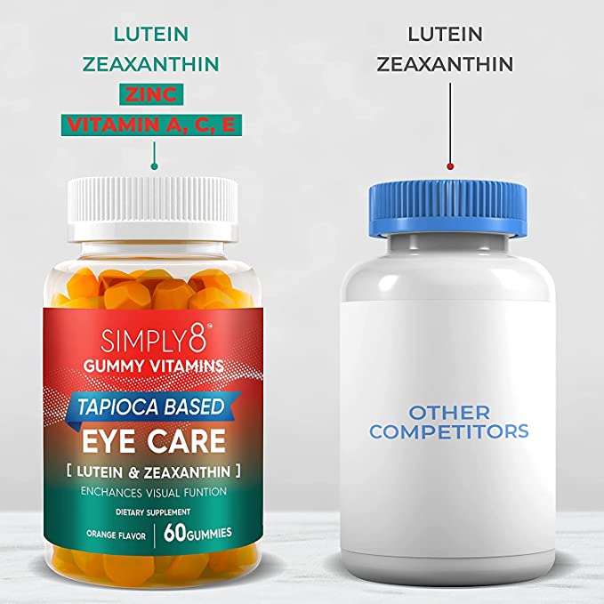 Simply8 Zeaxanthin and Lutein Eye Care Vitamins for Adults and Kids | Gummy Vitamin for Eye Health | Supplements for Eyes | Vegan | Non-GMO | Gluten Free, Kosher, Halal Gummies