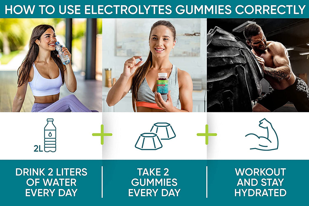 Simply8 Electrolytes Hydration Gummies - Potassium Supplement Gummies - Salty Elderberry Chews - Workout Recovery - Boost Energy - Powder Alternative Chloride Zinc Calcium Sodium- Gelatin Free, Kosher